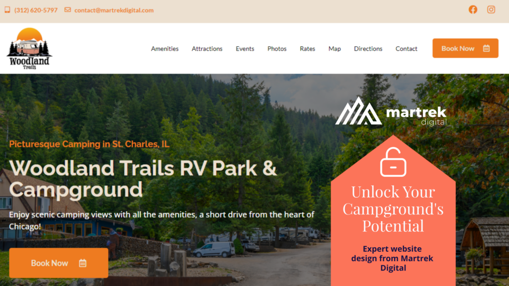 Custom campground website design from Martrek Digital